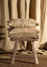 Coussin en Lin Brodé Taka Santal Patchwork MILLE et CLAIRE