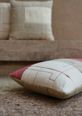 Coussin en Lin Brodé Taka Santal Patchwork MILLE et CLAIRE