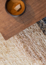 Tapis mille et claire laine files teintes tisses a la main noir cendre 