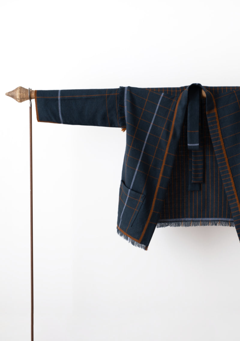 Kimono Ardoise & Orange Brûlée